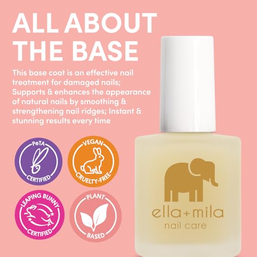 ella+mila All About the Base - Coat Nail Polish - Long-lasting Ridge Filler Base Coat - Nail Care that Helps Smooth & Fill Natural Nails (0.45 fl oz)
