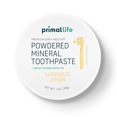 Primal Life Organics - Dirty Mouth Luminous Lemon Toothpowder, Tooth Cleaning Powder, Flavored Essential Oils with Natural Kaolin & Bentonite Clay, Good for 200+ Brushings, Paleo, Organic, Vegan