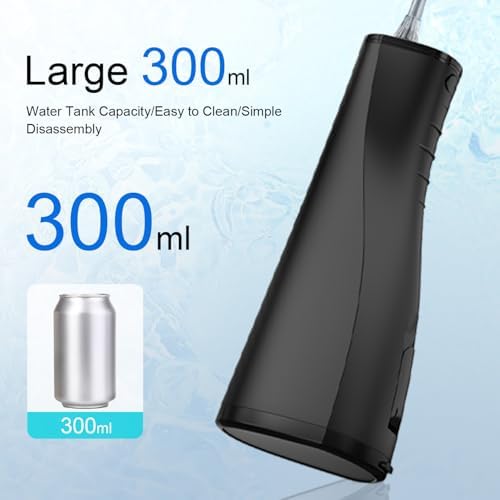 Water Dental Flosser Electric Oral Irrigator 300ML Large Tank 5 Replaceable Jet Tips IPX7 Waterproof Teeth Cleaner Flossing Cleaning Picks for Home and Travel