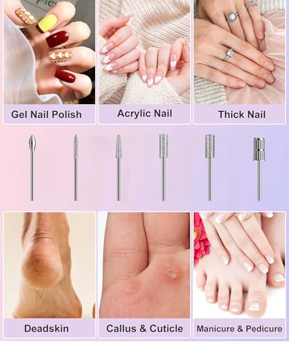 Electric Nail Drill Cordless, Electric Nail File Buffer Drill Machine for Natural Acrylic Gel Nails, Rechargeable Electric Manicure Pedicure Set