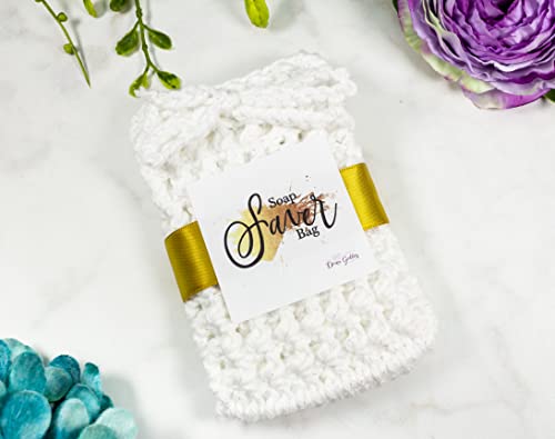 White Sparkle Soap On A Rope Pouch For Women - Cotton Soap Exfoliating Bag - Bathing Accessories For Disabled And Elderly - Single Bag
