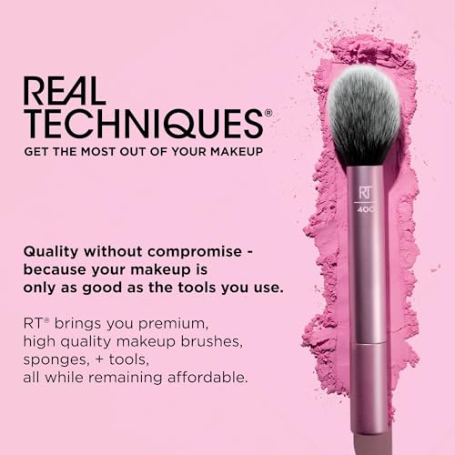Real Techniques 9 Piece Au Naturale Makeup Brush Set, For Liquid, Cream, & Powder Eyeshadow, Foundation, Blush, Bronzer & Contour, Travel Friendly Brushes, Gift Set, Cruelty-Free Bristles