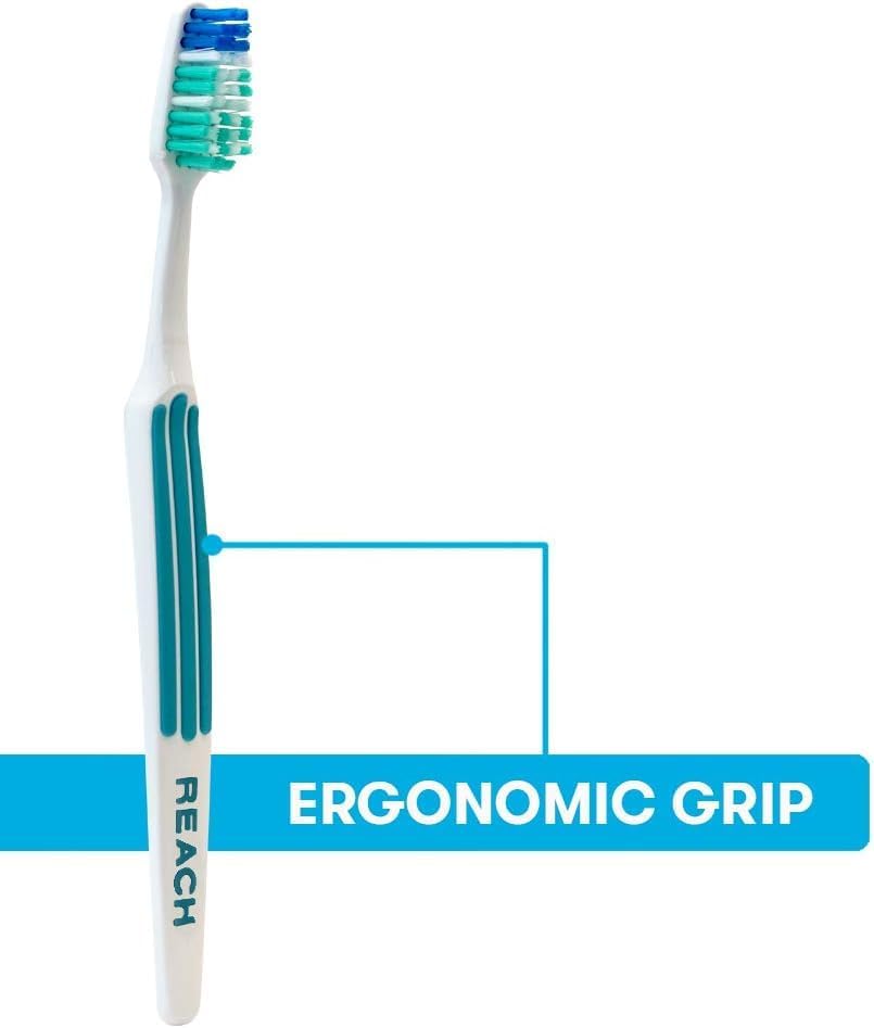 Reach Advanced Design Toothbrush, Firm Bristles for Hard to Places, Adult Toothbrush, Bulk 7 Count (Pack of 2) Total 14 Toothbrushes, Colors May Vary