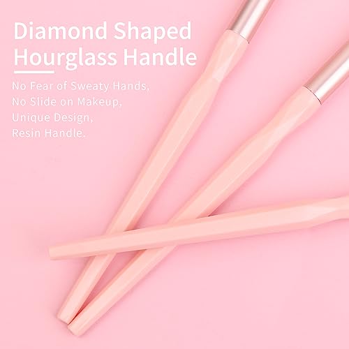 Pink Portable Eye Shadow Brush Set, Vegan Eyeshadow Brushes Set, Small Nose Contour Brush, Diamond Eyeshadow Brush, Eyeshadow Blending Brush, Colorful Eye Makeup Brushes Set Professional.
