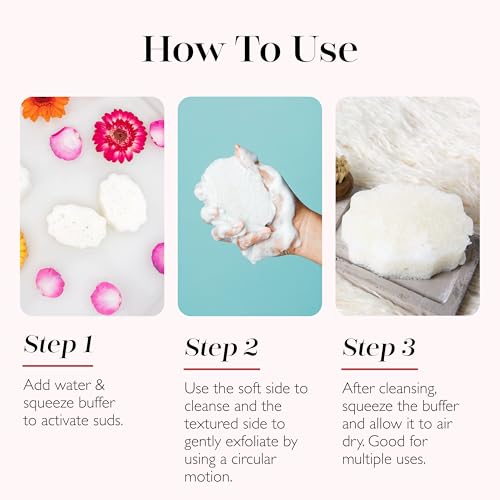 SPONGELLÉ Freesia Pear Pedi-Buffer with Built-In Cleanser - Exfoliates, Softens & Smooths Feet for Spa-Like Pedicure Experience, 30+ Uses