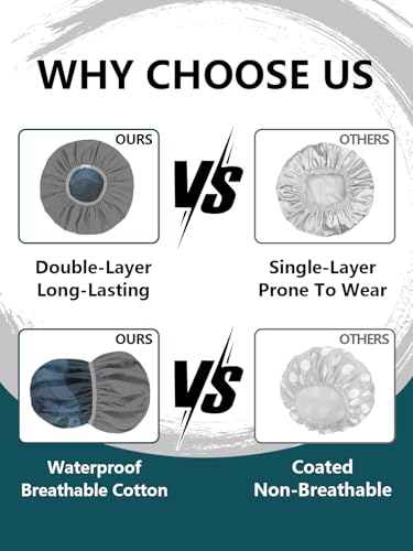 Years calm Men Shower Cap Reusable Waterproof, Dual-Layer Design, Double-Sided Use,Protects Hair in Shower, Spa, Travel & Cooking, Adjustable Elastic for Comfortable Fit (Blue Disguise, One Size)