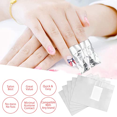 Nail Polish Remover Wraps,500Pcs Gel Nail Foil Wraps Aluminium Soak Off Foils,Gel Nail Polish Wrap Removal Tool,Finger Nail Polish Remover with Lint-Free Lager Cotton Pad