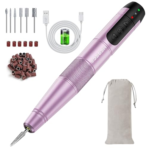 Electric Nail Drill Cordless, Electric Nail File Buffer Drill Machine for Natural Acrylic Gel Nails, Rechargeable Electric Manicure Pedicure Set