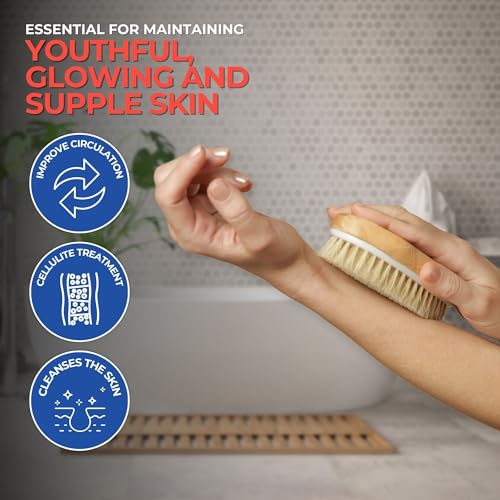 Yerba Prima Tampico Skin Brush for Exfoliation, Dry Brushing, and Blood Circulation with Natural Fiber Bristles and an All-Natural Maple Wood Handle - 1 Brush