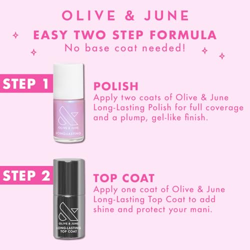 Olive & June Long-Lasting Nail Polish Plump, Gel-Like Finish No Lamp Needed, Lasts up to 10 days Salon-Quality Color at Home 15-Free, Vegan & Cruelty-Free, Chip-Resistant Shine Pink Goldfish