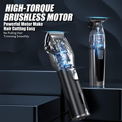 Professional Hair Clippers for Men, Professional Barber Clippers and Trimmer Set, Cordless Beard Trimmer Haircut Grooming Kit Gift for Men Women Kids Grey