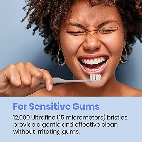 Lindo Polishing Toothbrush - for Sensitive Gums and Teeth, 12000+ Ultra Fine Bristles, Soft and Gentle, Deep Clean, Pack of 4 (Original Black, Beige, 4 Pack)