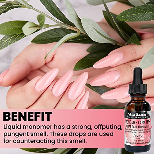 Mia Secret Monomer Drops - Peach Scent - 1oz - Odor Neutralizer - Liquid Acrylic