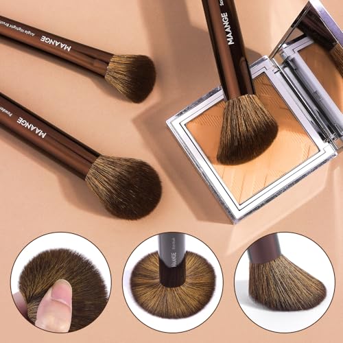 MAANGE 14-Piece Makeup Brush Set with Aluminum Ferrule- Premium Synthetic Makeup Brushes Kit Foundation Powder Brush Eye Shadow for Beginners & Professionals(Dark Coffe)