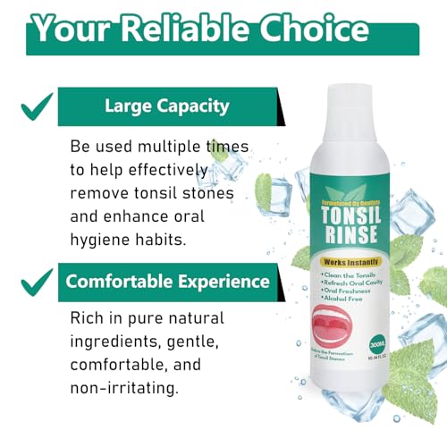 Tonsil Stone Remover with Oral Rinse Liquid to Soothe Tonsils, and Freshen Breath & Alcohol-Free – 300ml (10.14 fl oz)