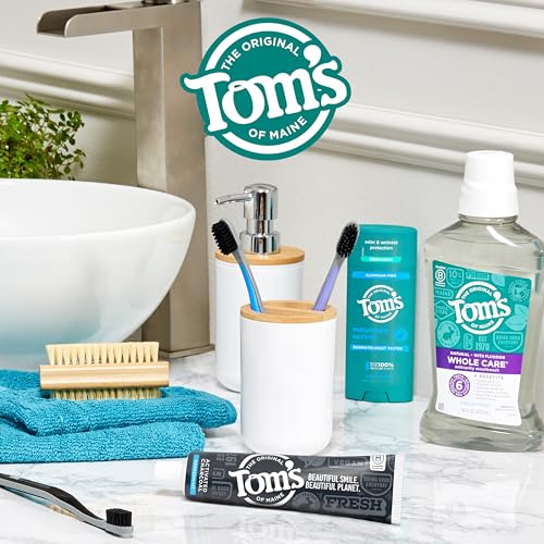 Tom's of Maine Natural Activated Charcoal Toothpaste with Fluoride, Peppermint, 4.0 Oz (Pack of 3)
