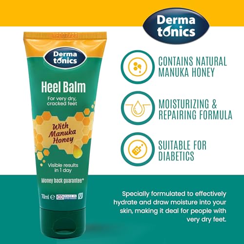 Manuka Honey Heel & Elbow Cream - Moisturizing & Exfoliating Care for Dry, Cracked Heels & Feet, Softening Callus Remover, Hydrating Foot Balm for Smooth, Healthy Skin - 2.37 fl oz Tube