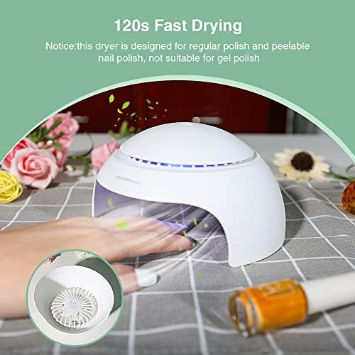 TOUCHBeauty Nail Dryer for Kids Teens Beginners: LED Fan & Light, Safe, Battery Powered, Non-Hands Tanned Version (TB-2130)