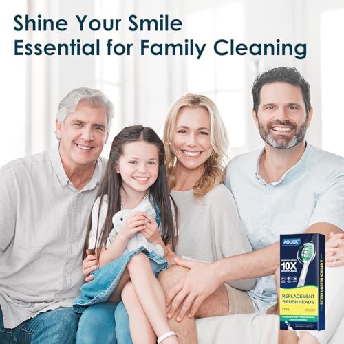 Replacement Brush Heads Compatible with Philips Sonicare Electric Toothbrush with Click-on System Medium-Soft Dupont Bristles for Optimal Plaque Remove, 12 Count