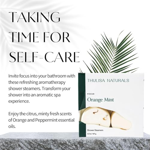 Orange Mint Shower Steamers Aromatherapy | Organic Shower Bombs with Essential Oils | Self Care Christmas Birthday & Spa Gifts for Women & Men | Stocking Stuffers | 4 Pack