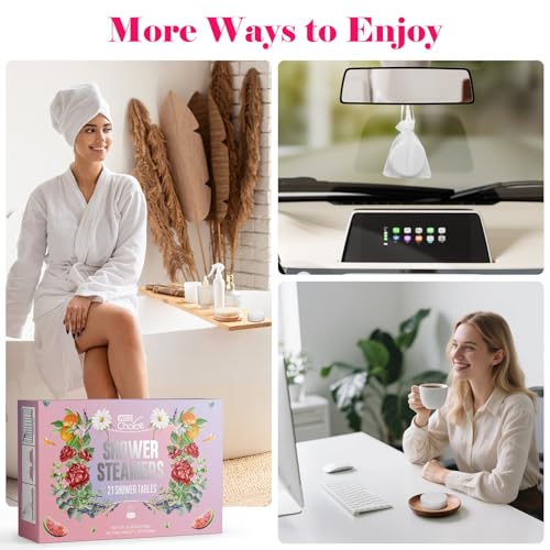 W&E Choice Shower Steamers Aromatherapy - Shower Bombs with Natural Essential Oils for Daily Relaxation & Stress Relief, Birthday Gifts for Women & Men, Gift for Women& Men, Mom, Teen 21 Pack