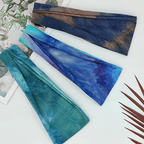 Headbands For Women Workout Wide Headband Yoga Head Bands For Women's Hair Accessories Fashion Band Tie Dye 6 Pack