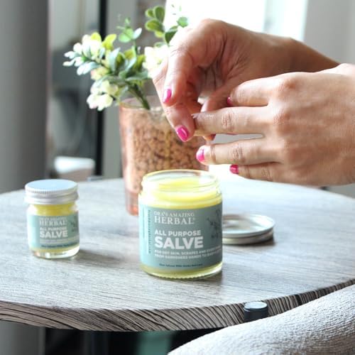 Ora's Amazing Herbal All Purpose Salve, Herbal Healing Skin Balm with Tea Tree, Natural Cream for Dry Cracked Hands, Comfrey Calendula Plantain Thyme Beeswax, Soothing Itch Relief, 4 oz