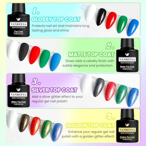 VANREESA Gel Nail Polish Kit with U V Light and Nail Drill Kit 65 Pcs Gel Polish Nail Set 35 All Season Colors Nail Polish Set Base Coat & 4 Effects Top Coat Complete Nail Kit Gifts for Women