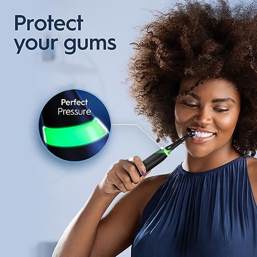 Oral-B iO Series 5 Ultimate White Rechargeable Electric Toothbrush with Visible Pressure Sensor, 2 Minute Timer, 5 Cleaning Settings, 1 Replacement Toothbrush Heads, and Travel Case, White
