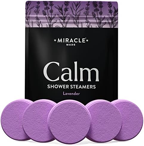 Miracle Made Lavender Aromatherapy Shower Steamers - 15 Tablets, Essential Oil Bombs for Relaxation, Nasal Congestion, and Daily Self-Care Shower Melts