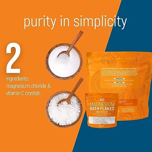 Magnesium Flakes for Bath - Magnesium Chloride Flakes - Dead Sea Salts for Soaking - Enhanced with Vitamin C Crystals, 3.0 LBS