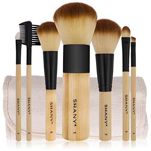 SHANY Bamboo Brush Set with Premium Synthetic Hair, Bamboo Handles and Cotton Pouch