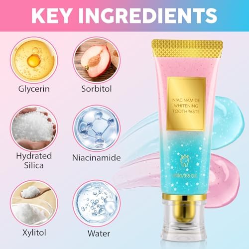 Niacinamide Whitening Toothpaste 2 Pack, Niacinamide Toothpaste, Freshening Breath & Deep Gentle Cleaning, 3.8Oz