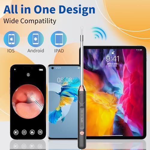 Tonsil Stone Remover with Camera，Tonsil Stone Removal Tool with LED Light，TonsilCleaner for Tonsil Stone Removal，Tonsillolith Removal Tool with 4 Head ，Attachments for iOS & Android (Black and Gold)