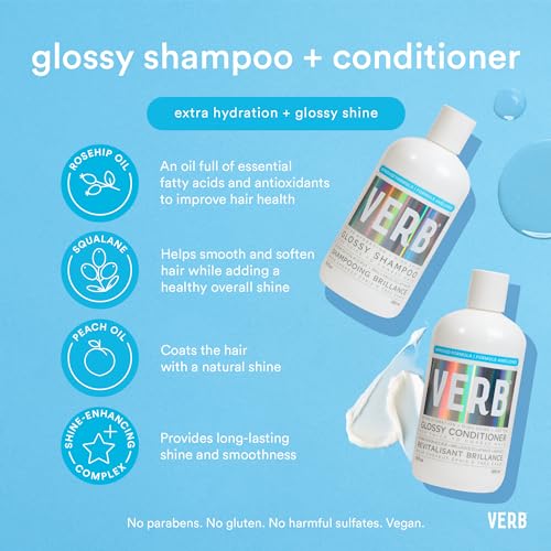VERB Glossy Conditioner – Conditions, Detangles + Adds High Shine for Thick to Coarse Hair – Vegan, No Parabens or Harmful Sulfates
