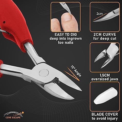 Toenail Clippers for Seniors Thick Toenails- Heavy Duty Podiatrist Ingrown Toe Nail Cutter for Men, Professional & Adults - Easy Grip Handle Stainless Steel (Large, 8, Count)