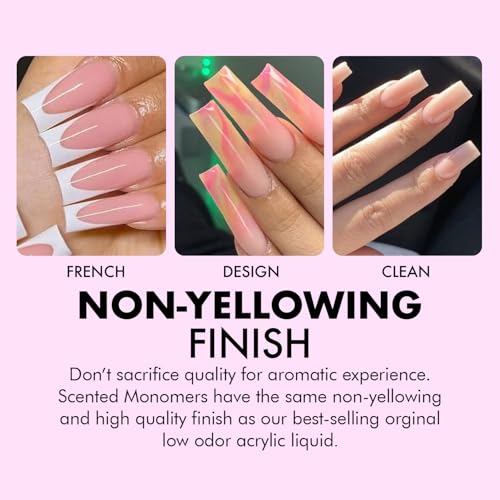Strawberry Scented Monomer for Acrylic Nail Sets and Acrylic Nail Kit, 16oz - Medium to Fast Setting, MMA Free, Made in USA, Professional Quality Acrylic Liquid