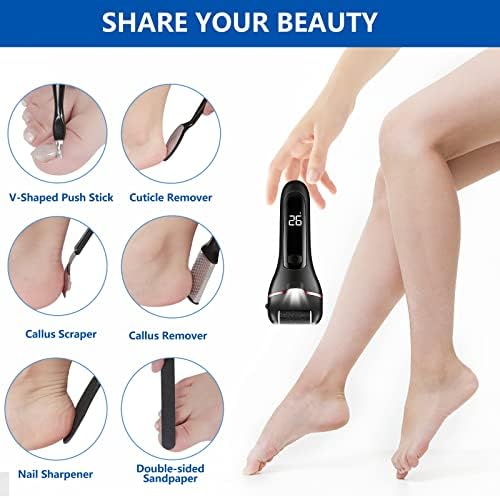 zikillya® Electric Foot Callus Remover, 16 Pack Foot File Pedicure Kit Tools,Waterproof Foot Scrubber Dead Skin Remover with 3 Roller Heads & 2-Speed Power Pedicure Tools for Feet Hands Heel (Black)