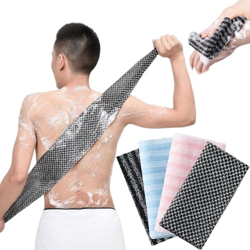 Exfoliating Shower Towel, Bath Cloth Exfoliating, Exfoliating Towel, Back Exfoliator Towel, Travel Friendly and Quick Drying, for Men and Women (4Pcs)