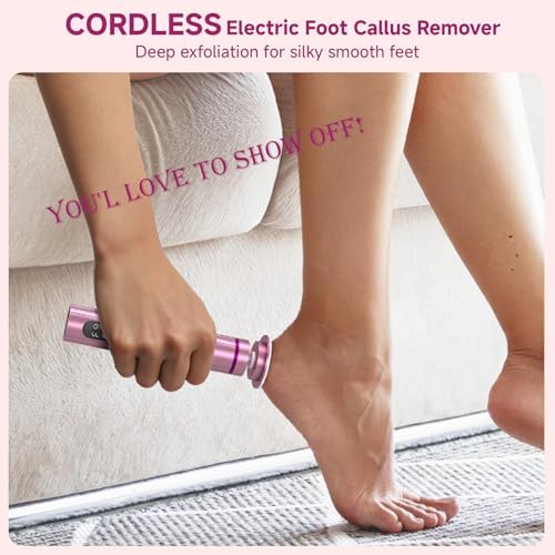 Electric Foot Nail File Cordless, 2 in 1 Wireless Dermave Electric Foot Callus Remover, Adjustable 9 Speed Rechargeable Pedicure Foot Filer Tool w/Sandpaper Discs & Nail Drill Bits,Digital Display