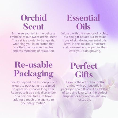 Spa Gifts for Women, Body & Earth 5 Pcs Gifts for Women Orchid Gift Sets, Bath and Body Womens Bath Gifts, Christmas Gift