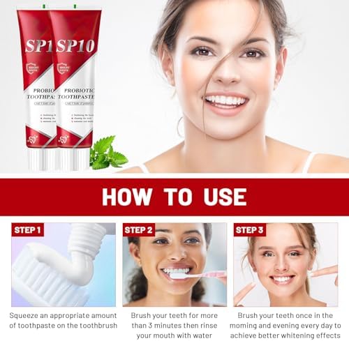 Sp10 Probiotic Toothpaste, Sp-10 Ultra Whitening Toothpaste, Fresh Breath Stain Removal, Deep Cleaning Care(2pcs)
