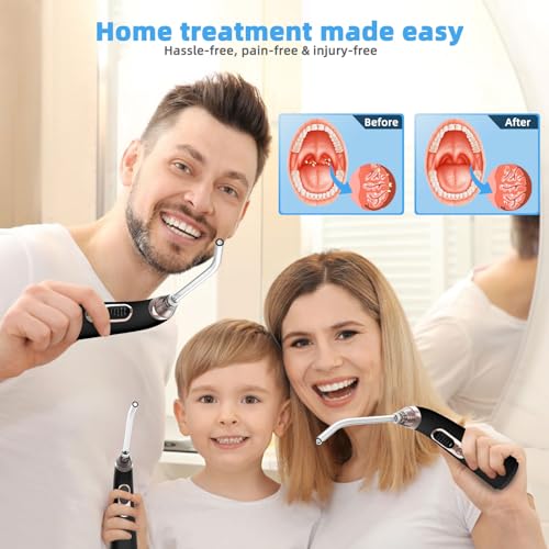 Voraiya Electronic Tonsil Stone Remover Vacuum, 10 in 1 Tonsil Removal Kit, 5 Modes Cleaner, Instant Suction Tool, Easy to Use, Fight Bad Breath, Mouth Cleaning Oral Care (Black)