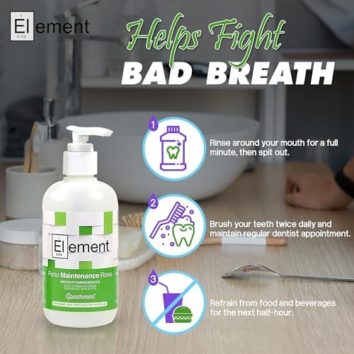 Stannous Fluoride Mouthwash - 10 Fl. Oz. 0.63% Antimicrobial Perio Rinse - Alcohol Free, Dye Free, Paraben Free - Refreshing Spearmint Flavor