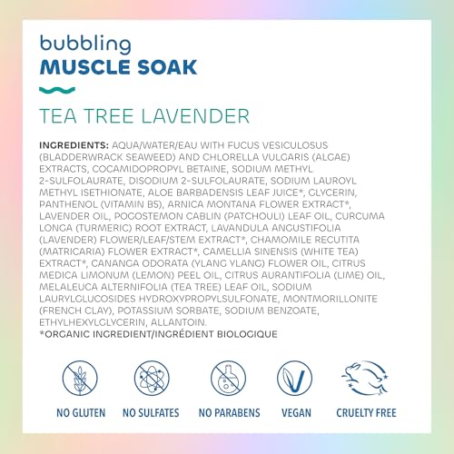 Seaweed Bath Co. Bubbling Muscle Soak, Tea Tree Lavender Scent, 12 Ounce, Sustainably Harvested Seaweed, French Sea Clay, Arnica