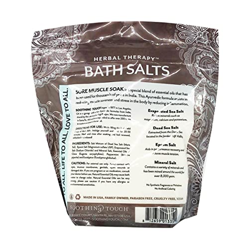 Soothing Touch Tension Relief Sore Muscle Soak Bath Salts Eucalyptus Clove & Peppermint, 32 Oz