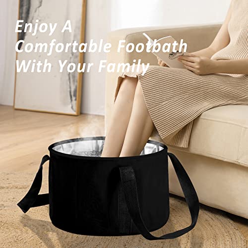 Foot Bath Basin 20L Collapsible Bucket, Portable Foot Soak Tub Feet Soaking Bucket for Outdoor Travel, Camping, Fishing(Black)