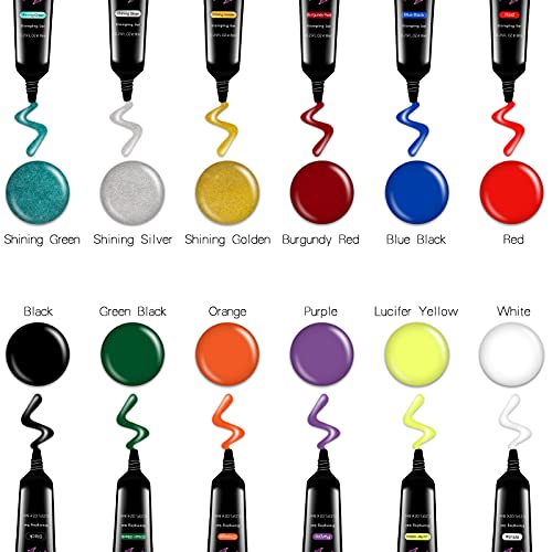 SEISSO Stamping Nail Polish Gels, 12 Colors Stamping Gels Black White Glitter Green/Silver/Golden for Nail Stamp Plate Stamper