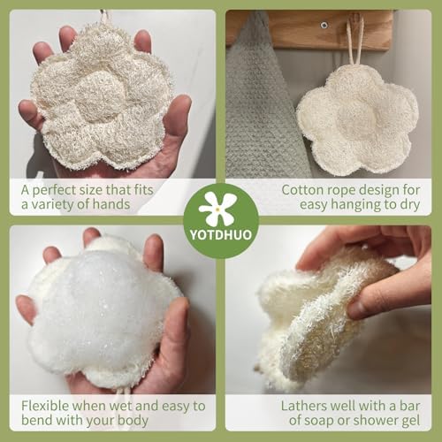Travel Loofah Made from Real Egyptian Shower Loofah Spong Natural,Rough,Exfoliating,Quick-Drying,Lightweight,Rich Foam,Designed for Travel Convenient to Pack and Carry(2pack)