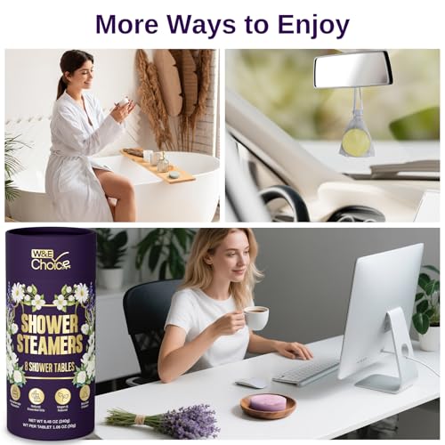 W&E Choice Shower Steamers Aromatherapy - Shower Bombs with Natural Essential Oils for Daily Relaxation & Stress Relief, Birthday Gifts for Women & Men, Mom, Teen 8 Pack